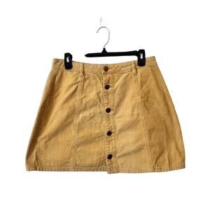 MPD by Revolve Button Front Mustard Yellow Corduroy Skirt Size Large NWOT